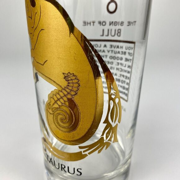 VTG MCM Anchor Hocking Zodiac Highball Tumbler Glass Taurus Astrology 1960s - Picture 3 of 5